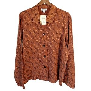 Coldwater Creek Rayon Copper Leaf Abstract Jacket Shacket